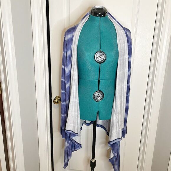 LOGO Lori Goldstein Tye Dye Knit Lightweight Jersey Wrap Art to Wear Cardigan - Picture 4 of 14